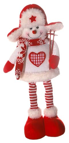 Harilla Dehnbare Weihnachtspuppe, Weihnachtspuppe mit einziehbaren Beinen, stehendes Weihnachtsspielzeug für das Wohnzimmerfenster, Schneemann