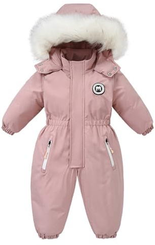 Bebis Flickor Snödräkter Barn Jumpsuit Vattentät Romper Skidjackor Ytterkläder Antik, Färg: rosa, 2-3 år