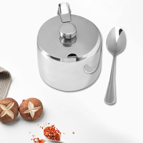 FutureHight Edelstahl mit Deckel und Zuckerdose Gewürzglas Gewürzglas Geschirr Gewürzbehälter