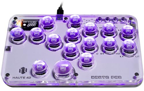 JZW-Shop Arcade Stick, G16 All-Button-Arcade-Controller mit Turbo und benutzerdefiniertem RGB, Arcade Fight Stick Gaming-Tastatur für Switch/PC/PS4/PS3, unterstützt Hot-Swap und SOCD(G16-EU)