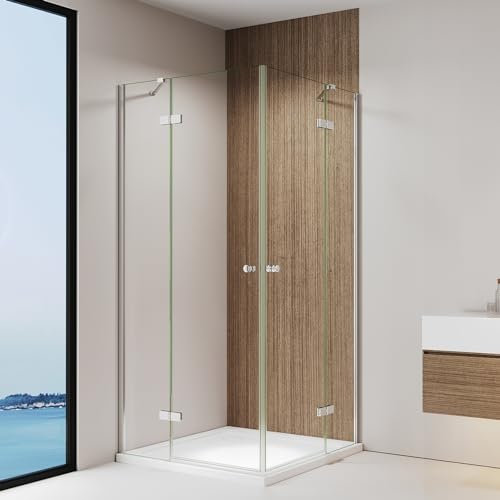 IMPTS Duschkabine 100x120cm Eckeinstieg Duschabtrennung mit Scharniertür aus 6 mm ESG Glas Doppel Duschtür Faltbar Eckdusche Höhe 185cm, OHNE Duschwanne & Ablauf