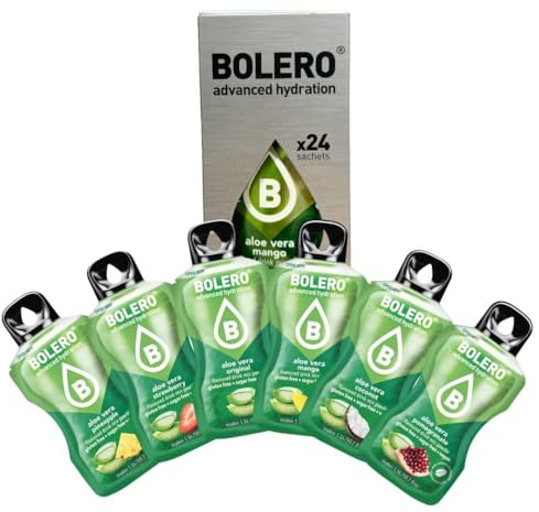 Bolero ALOE VERA MIX 24x9g | Saftpulver ohne Zucker, gesüßt mit Stevia + Vitamina C | geeignet für Kinder, Sportler und Diabetiker | Glutenfrei und veganfreundlich