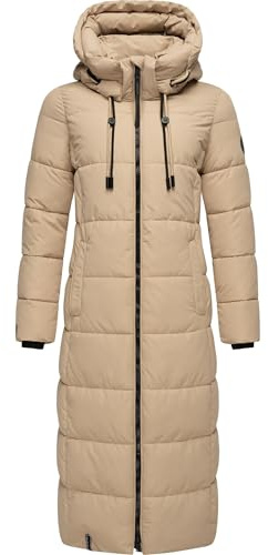MARIKOO Damen Wintermantel warmer Steppmantel lang mit abnehmbarer Kapuze Nadeshikoo XVI XS-5XL