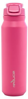 REDUCE Hydrate Pro isolierte Wasserflasche aus Edelstahl, auslaufsicherer Klappdeckel, spülmaschinenfest, BPA-frei, doppelwandiges Vakuum, hält Getränke für 48 Stunden kalt, Becherhalterfreundlich,