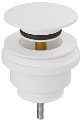 LEMONBATH - Válvula Lavabo Universal Click-Clack para Desague Lavabo - Valvula Universal Lavabo Blanco Mate - Válvula con Tapon Lavabo - Duradero, Fácil de Limpiar, Montaje Fácil