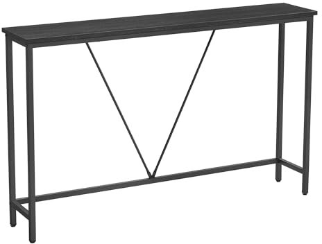 VASAGLE Mesa de Consola para Pasillo, Mesa de Sofá Delgada para Sala de Estar, Mesa de Entrada, Montaje Fácil, Gris Carbón y Negro Tinta LNT020B04
