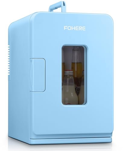 Mini Fridge 15L, Small Fridge for Bedrooms, Cool/Warm Function, Portable 12V/240V, ECO Low Noise Mode, Cooler for Beauty, Drinks, Camping, Traval (Blue)