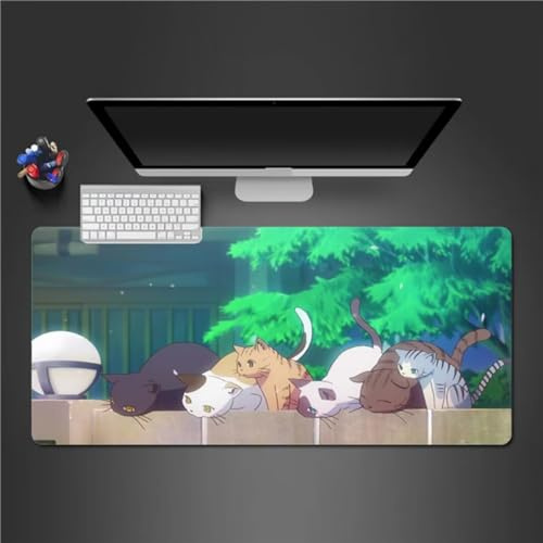 Grand Tapis de Souris de Jeu 1200x600x2mm Tapis de Souris XXL Chat Dessin Animé Tapis de Bureau avec Base en Caoutchouc antidérapante pour Clavier, Souris et Gamer