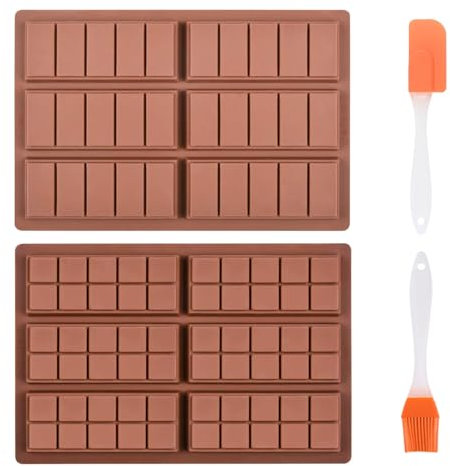 Schokoladenform Silikon, 2 Stück Silikonform Schokolade, Diy Schokoladentafel Formen Mit 6 Tafeln Schokolade Selber Machen Set, Bpa-Frei, Süßigkeitenformen Für Backen, Ice Cube Moulds, Fondantform