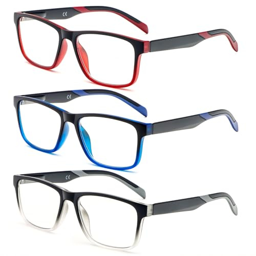 MMOWW 3er-pack Lesebrille Damen und Herren, Anti-blaue Computerbrille | Federscharniere