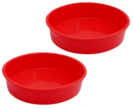huipinghu 2Pcs 8 Inch Silicone Cake Tins for Baking, Silicone Cake Moulds, Non-Stick Round Cake Baking Pan Quick Release Suitable Baking Tray for Cakes Puddings Bread Muffins