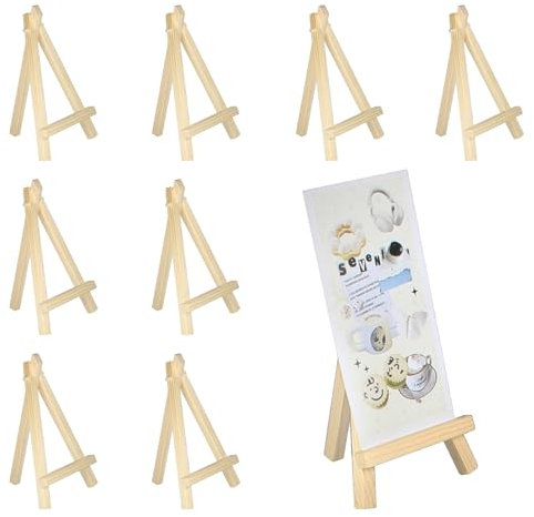 8 Pièces Petit Chevalet de Table en Bois, Mini Trépied Pliable Triangle, Présentoir Triangulaire pour Cartes de Visite, Albums Photo, Fêtes D'anniversaire