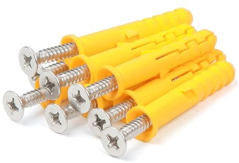 CLENEA 10 Stücke 6mm 8mm 10mm Kunststoff Expansion Rohr Rohr Wandanker Expansion Mit Nägeln Flachen Senkkopf Schraube(8 x 80mm,Color Zinc Screw)