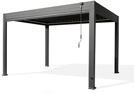 Garden Store Direct Athena Aluminium Pergola 3m x 4m with LED Lights and 4 Full Side Curtains!