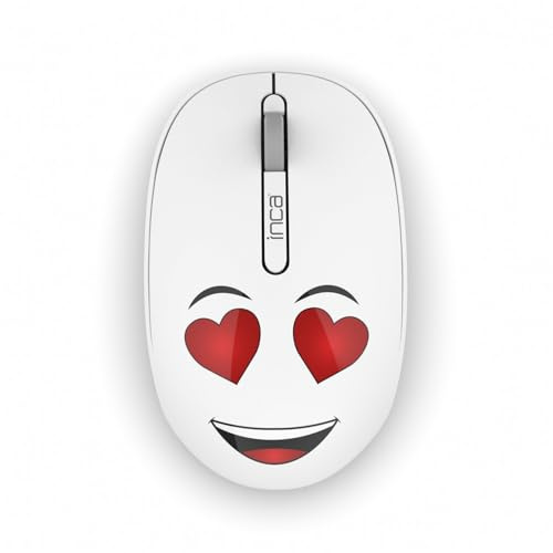 İnca Kabellose Maus Weeny mit lächelnden Gesicht, 2,4 GHz, 1200DPI optischer Sensor ergonomisch, für Kreatives Arbeiten und für Kinder geeignet (Modern, Weiß)