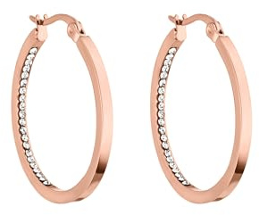 Purelei® Inner Shine Creoler örhängen – rostfritt stål 18K förgylld/roséguldpläterade eller silver – 30 mm Ø, 2 mm bred – damörhängen, Vanlig, Rostfritt stål, Abalone