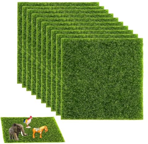10 Pièces Herbe Artificielle Mini-Jardin 30x30cm, Gazon Artificiel pour Bricolage | Décoration Gazon Miniature, Herbe Fausse pour Jardin Miniature, Décoration de Maison et Bricolages Créatifs​