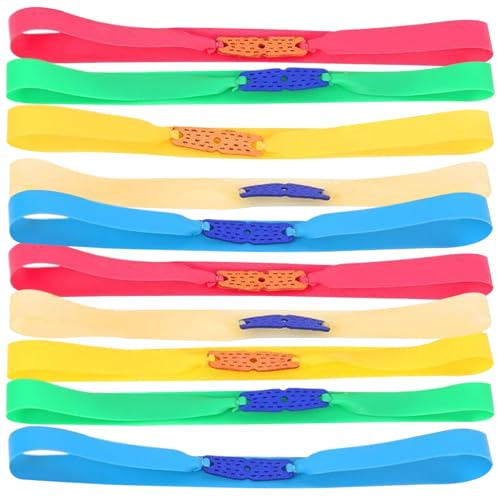 Bracelet de lance-pierre sans cadre, 10 pièces, élastiques plats de rechange, portables, découpables, avec pochette en microfibre, tubes silencieux en caoutchouc pour la chasse, couleur aléatoire