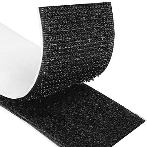 Blooven Klettband Selbstklebend 8 Meter Extra Stark, Doppelseitig Klebende mit Klettverschluss 50mm Breit Selbstklebendes Klebepad Flauschband und Hakenband (Schwarz, 50 mm x 8 m)