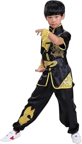APCZCKNGNY Set composto da maglietta e pantaloni da kung fu, per ragazzi e ragazze, motivo: dragone Tai Chi, uniforme cinese, Colore unico, 5-6 Anni