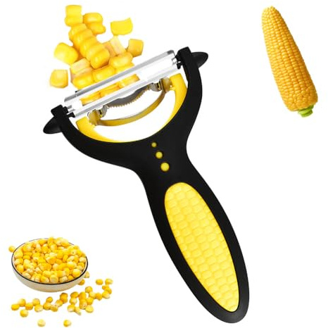Eplucheur Légumes Universel 2 en 1 Econome a Julienne Égreneuse à Maïs Éplucheur Double Fonction en Acier Inoxydable Éplucheur à Fruits et Légumes (1PCS Couteau d'office +Copeaux de maïs)