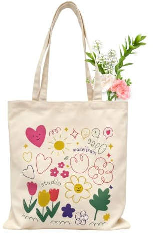 Bolso de lona para mujer, Kawaii Tote Bag con cremallera, bolsa de tela multifuncional, ideal como regalo para mujeres, madre, hija, novia, compañera