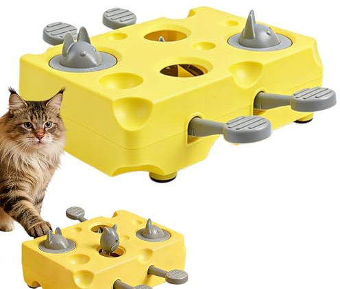 Stimulating Cat Toys | Non Slip Funny Cheese Food Dispenser | Boredom Cat Toy Treat Puzzle | for Indoor Pet Kitten Dog Enrichment Boredom Training Keep Them Busy