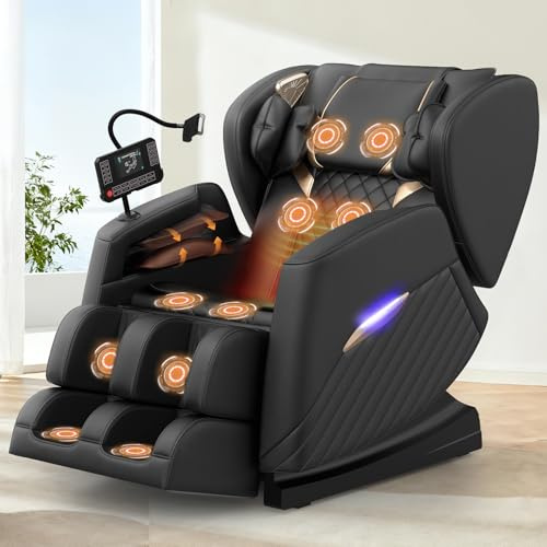 Srfzluxy Massagesessel, Ganzkörper-Massagesessel mit 16 Massagerollen, 8 Airbags, Lendenwirbelheizung, Wadenroller- und Airbag-Massage, Bluetooth-Lautsprecher, Touchscreen-Fernbedienung