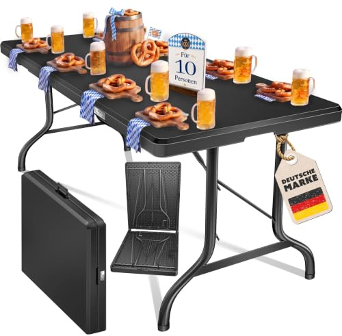 KESSER® Buffettisch Tisch klappbar Kunststoff 220x68 cm Campingtisch Partytisch Klapptisch Gartentisch für Garten, Terrasse und Balkon zusammenklappbar 10 Personen inkl. Cover & Tragegriff, Anthrazit