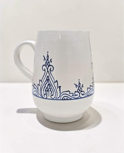 Brocca Caraffa in Ceramica Blue and White – Design Classico con Decori Blu e Bianchi – Caraffa Decorativa per Tavola e Casa, Vaso per Fiori in Stile Mediterraneo