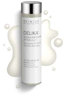 Skinius DELIKA Acqua Micellare per Pelli Sensibili e Miste - Azione 4 in 1, Detergente, Tonificante, Idratante e Antiaging - 200ml