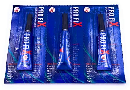 PRO FIX Sekundenkleber 3x 3g Tube Tuben EXTRA STARK Glas,Keramik, Holz, Metall (3x3 Gramm)