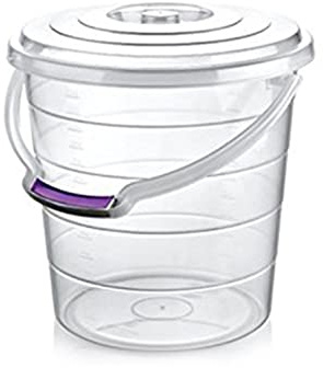 Agrohit Eimer mit Deckel & Tragebügel, Haushaltseimer, Lebensmittelecht, Transparent, aus PP-Kunststoff, Aufbewahrungsbehälter mit Skalierung für Liter, 10 Liter