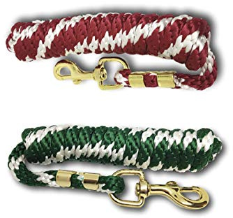 Pferdelinis Führstrick für Pferd - Anbindestrick in verschiedenen stylischen Designs, Führleine, Anbindeseil Pony, Esel, Ziege (1x Rot + 1x Grün)