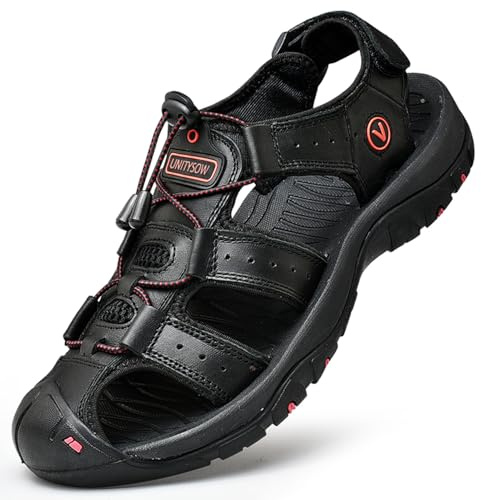 Unitysow Sandaler Herr Bekväma Sportsandaler Sandaler Med Stängd tå för Män 39-46 EU,Svart,41 EU