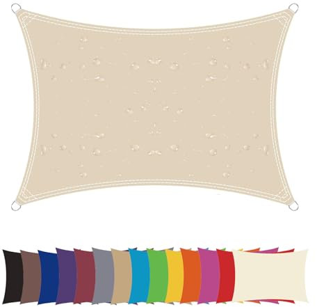 ZHhan Sun Shade Sail Awning Canopy Waterproof Sunscreen 98% UV Block PES for Garden Patio Canopy with Free Ropes Triangle Rectangle Square(Cream White,1.5x2)