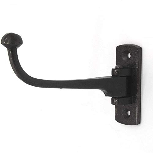 Gussmeister antiker schwenkbarer Wandhaken Kleiderhaken Garderobenhaken mit Schrauben, Gusseisen schwarz