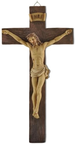 MeritMode 9.1 Jesus Crucifix Wall Cross - Handcrafted Resin Wall Hanging Cross, Ideal Christian Wall Art Decor for Home