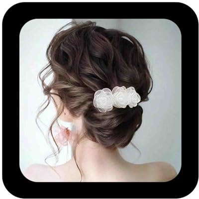 Allereya Blume Haarspange mit Blumenkopf Clip, Weiße Haarnadel Pin für Hochzeit Pferdeschwanz Haarhalter, Haarschmuck Geschenke für Frauen und Mädchen