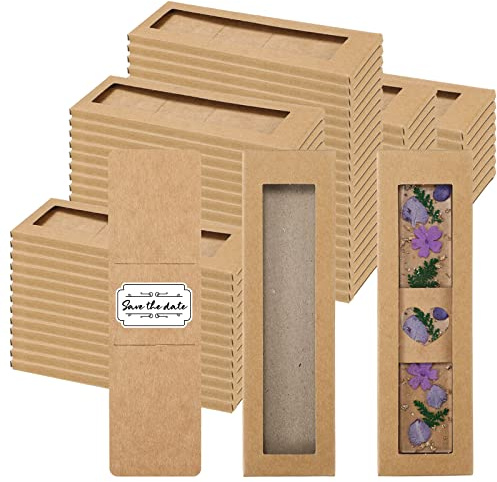 Roowest 50er Set Lesezeichen Hüllen & Boxen, Harz Lesezeichen Halter, 5,9 x 1,8 Zoll, Karton, Braun