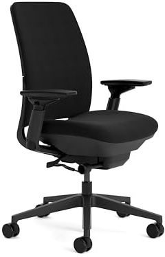 Steelcase Ergonomischer Bürostuhl: Amia, 4D-Armlehnen, Sitztiefe, Onyx | Vormontiert, Universalrollen, Premium-Materialien, bis 160 kg und 190 cm, sitzkomfort