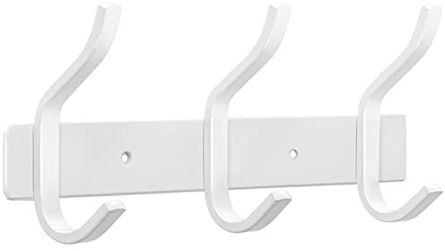YUNISS Kleiderhaken Hakenleiste, Garderobenhaken Edelstahl mit 3 Haken, Wandhaken Garderobenleiste for Schlafzimmer, Badezimmer (Weiß, 3 Haken)