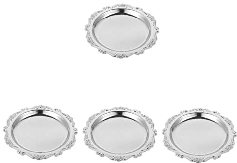 OQHAIR 4pcs tortiera in Ferro Piatto Piccolo Ferro Vintage Dorato (Argento x 4 Pezzi 20 x 20 x 2 cm x 4 Pezzi)
