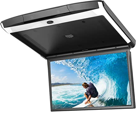 Monitor De Techo para Coche De 17,3 Pulgadas, Monitor Abatible IPS De 1080P, Montaje En Techo, Bluetooth, TV, WiFi, HDMI, USB, SD, FM, MP5, Altavoz, Reproductor para Android 8,1
