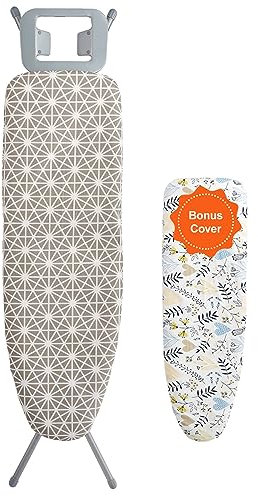VEVOR Asse da Stiro 110 x 33 cm Asse da Stiro 4 Strati 7 Altezze Regolabili 715-915 mm con Copertura Anti-calore 100% Cotone per Casa Lavanderia Bagno 1292 x 334 x 915 mm, Asse per Stirare Pieghevole