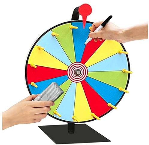 Jorzer Drehen Sie das Rad Roulette Rad Game Set 11,81 Zoll 10 Slots Spinnradspiel 5 Farben wiederverwendbares Preisrad mit Fortune Spinner Rad Trockener Erase mit Saugbecher Basis