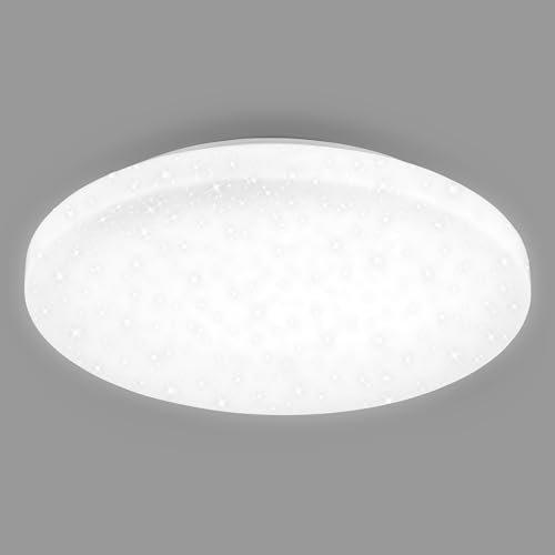 Briloner - Plafoniera LED con Cielo stellato, plafoniera LED bagno IP44, decoro traforato, luce bianca neutra, Ø40 cm, bianco