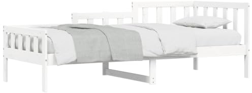 vidaXL Tagesbett, Schlafsofa mit Stauraum, Bettsofa Gästebett mit Lattenrost, Sofa Bett Ausziehbett für Schlafzimmer Wohnzimmer, Weiß 80x200cm Massivholz Kiefer