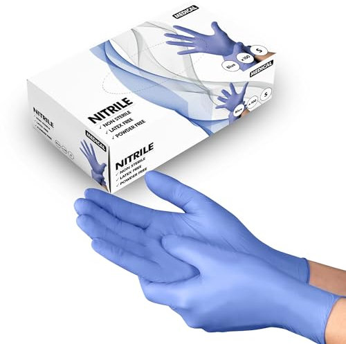 SUPERGUARD GB Blue Nitrile Gloves - Disposable Gloves for Food Handling, Medical, & Industrial - Non-Latex and Powder Free Hand Gloves for Single Use - Size S (Pack of 100)