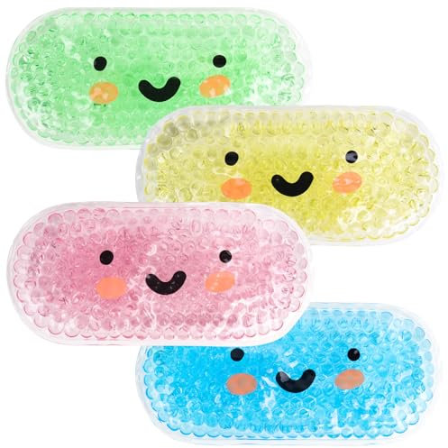 Hilph Poche de Glace Enfant, Poche de Glace Froid en Gel Chaudes et Froides Coloré, Réutilisable Poche de Froid Enfants Soulagement de la Douleur pour Enfant, 4 Paquets